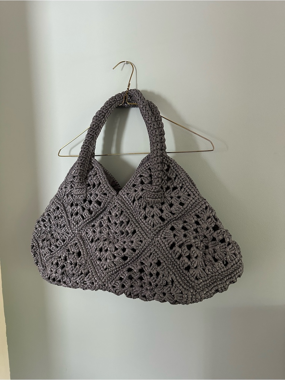 Gray Crochet Shoulder Bag - Picture 2 of 4